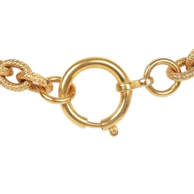 Chanel Vintage Chanel Gold Plated Lava CC Pendant Necklace | Thumbnail 5 Chanel Vintage Chanel Gold Plated Lava CC Pendant Necklace | Thumbnail 5