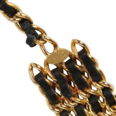 Chanel Vintage Chanel Quadruple Layered Chain Belt Black and Gold Leather & Gold Metal | Thumbnail 4 Chanel Vintage Chanel Quadruple Layered Chain Belt Black and Gold Leather & Gold Metal | Thumbnail 4