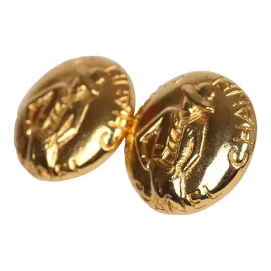 Chanel Vintage Chanel Round Coco Mademoiselle Earrings Gold Hardware | Thumbnail 3 Chanel Vintage Chanel Round Coco Mademoiselle Earrings Gold Hardware | Thumbnail 3