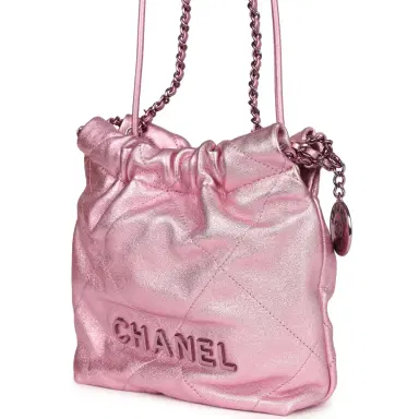Chanel Chanel Mini 22 Bag Pink Metallic Lambskin Lacquered Metal Hardware | Thumbnail 3 Chanel Chanel Mini 22 Bag Pink Metallic Lambskin Lacquered Metal Hardware | Thumbnail 3