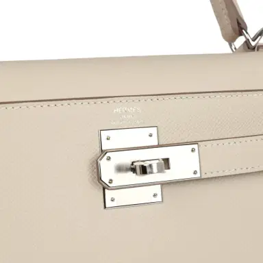 HERMÈS Hermes Kelly Sellier 28 Craie Epsom Palladium Hardware | Thumbnail 7 HERMÈS Hermes Kelly Sellier 28 Craie Epsom Palladium Hardware | Thumbnail 7
