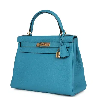 HERMÈS Pre-owned Hermes Kelly Retourne 28 Bleu Turquoise Togo Gold Hardware | Thumbnail 3 HERMÈS Pre-owned Hermes Kelly Retourne 28 Bleu Turquoise Togo Gold Hardware | Thumbnail 3