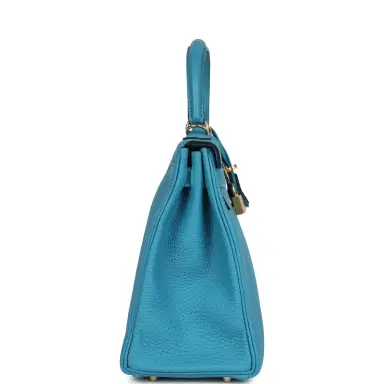 HERMÈS Pre-owned Hermes Kelly Retourne 28 Bleu Turquoise Togo Gold Hardware | Thumbnail 4 HERMÈS Pre-owned Hermes Kelly Retourne 28 Bleu Turquoise Togo Gold Hardware | Thumbnail 4