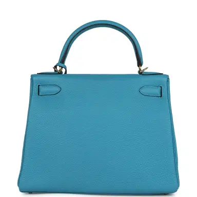 HERMÈS Pre-owned Hermes Kelly Retourne 28 Bleu Turquoise Togo Gold Hardware | Thumbnail 5 HERMÈS Pre-owned Hermes Kelly Retourne 28 Bleu Turquoise Togo Gold Hardware | Thumbnail 5