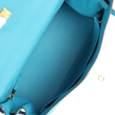 HERMÈS Pre-owned Hermes Kelly Retourne 28 Bleu Turquoise Togo Gold Hardware | Thumbnail 8 HERMÈS Pre-owned Hermes Kelly Retourne 28 Bleu Turquoise Togo Gold Hardware | Thumbnail 8