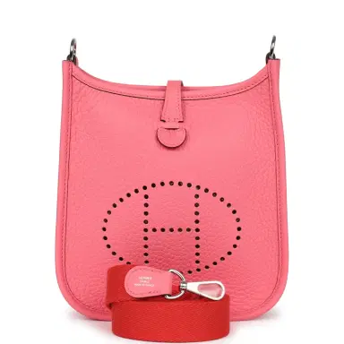 HERMÈS Hermes Evelyne TPM Rose Azalee Clemence Palladium Hardware | Thumbnail 1 HERMÈS Hermes Evelyne TPM Rose Azalee Clemence Palladium Hardware | Thumbnail 1