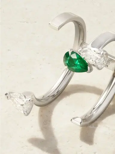 Repossi Serti Sur Vide 18-karat White Gold, Diamond And Emerald Ring | Thumbnail 4 Repossi Serti Sur Vide 18-karat White Gold, Diamond And Emerald Ring | Thumbnail 4