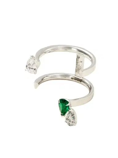 Repossi Serti Sur Vide 18-karat White Gold, Diamond And Emerald Ring | Thumbnail 1 Repossi Serti Sur Vide 18-karat White Gold, Diamond And Emerald Ring | Thumbnail 1