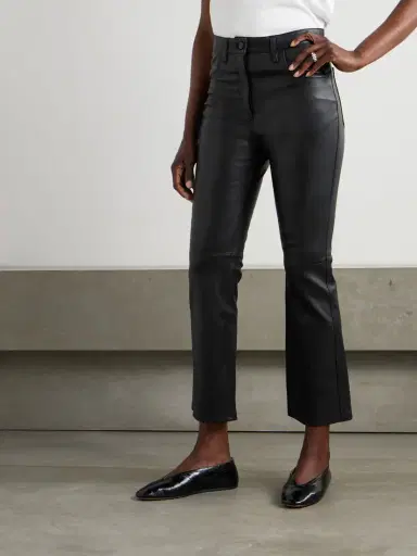 Joseph Duke Cropped Leather Flared Pants | Thumbnail 3 Joseph Duke Cropped Leather Flared Pants | Thumbnail 3