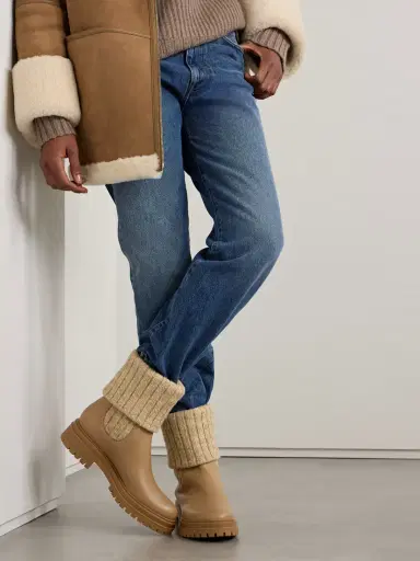 Gianvito Rossi Tenney Leather And Ribbed-knit Chelsea Boots | Thumbnail 2 Gianvito Rossi Tenney Leather And Ribbed-knit Chelsea Boots | Thumbnail 2