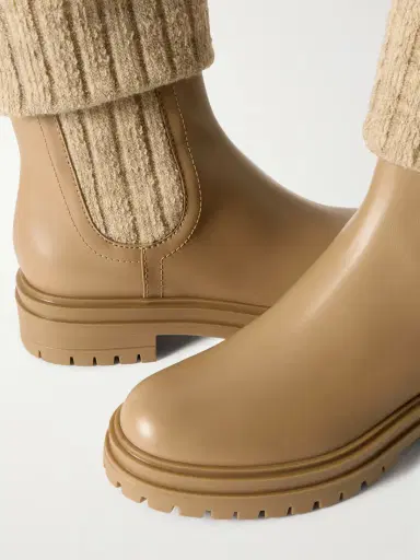 Gianvito Rossi Tenney Leather And Ribbed-knit Chelsea Boots | Thumbnail 4 Gianvito Rossi Tenney Leather And Ribbed-knit Chelsea Boots | Thumbnail 4