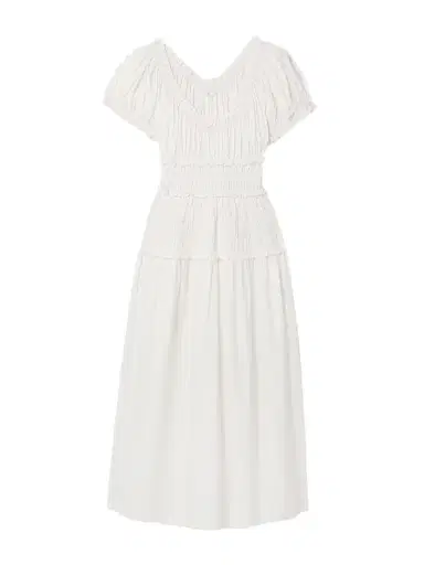 DÔEN Leanne Shirred Organic Cotton-poplin Midi Dress | Thumbnail 1 DÔEN Leanne Shirred Organic Cotton-poplin Midi Dress | Thumbnail 1