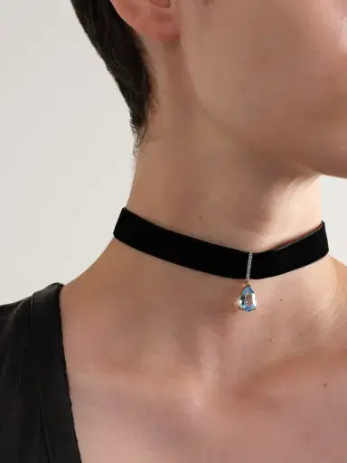 Mateo 14-karat Gold, Velvet, Topaz And Diamond Choker | Thumbnail 2 Mateo 14-karat Gold, Velvet, Topaz And Diamond Choker | Thumbnail 2