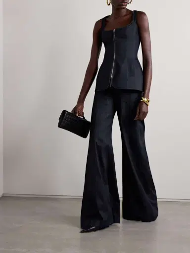Carolina Herrera Paneled Cotton-blend High-rise Flared Jeans | Thumbnail 2 Carolina Herrera Paneled Cotton-blend High-rise Flared Jeans | Thumbnail 2
