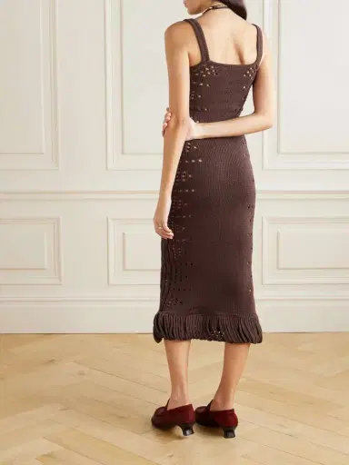 Diotima Moore Fringed Pointelle-knit Cotton-blend Maxi Dress | Thumbnail 4 Diotima Moore Fringed Pointelle-knit Cotton-blend Maxi Dress | Thumbnail 4