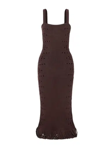 Diotima Moore Fringed Pointelle-knit Cotton-blend Maxi Dress | Thumbnail 1 Diotima Moore Fringed Pointelle-knit Cotton-blend Maxi Dress | Thumbnail 1