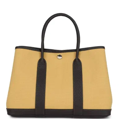 HERMÈS Hermes Garden Party 30 Paille Toile Militaire Canvas and Ebene Negonda Palladium Hardware | Thumbnail 4 HERMÈS Hermes Garden Party 30 Paille Toile Militaire Canvas and Ebene Negonda Palladium Hardware | Thumbnail 4