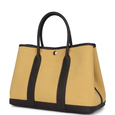 HERMÈS Hermes Garden Party 30 Paille Toile Militaire Canvas and Ebene Negonda Palladium Hardware | Thumbnail 5 HERMÈS Hermes Garden Party 30 Paille Toile Militaire Canvas and Ebene Negonda Palladium Hardware | Thumbnail 5