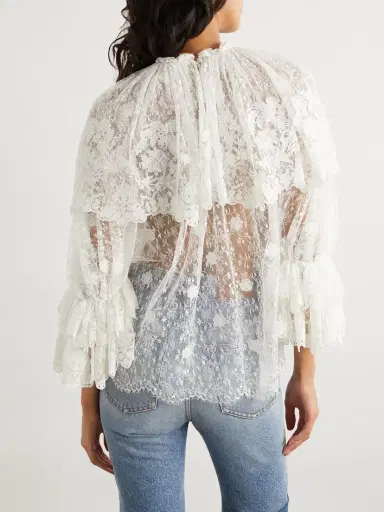 Chloé Ruffled Corded Lace Blouse | Thumbnail 3 Chloé Ruffled Corded Lace Blouse | Thumbnail 3