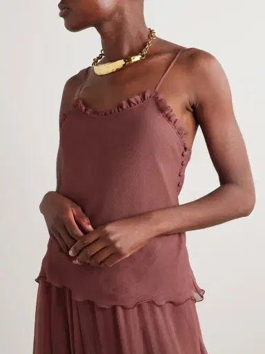 Chloé Ruffled Silk-crepon Camisole | Thumbnail 3 Chloé Ruffled Silk-crepon Camisole | Thumbnail 3