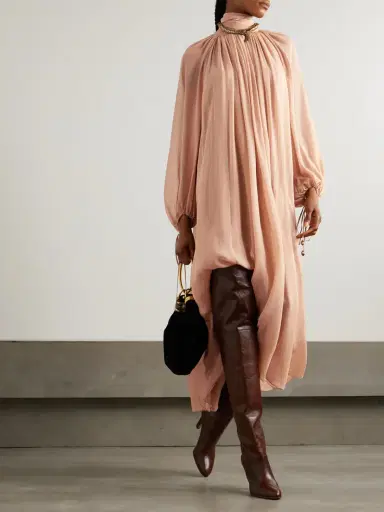 Chloé Pleated Silk-georgette Midi Dress | Thumbnail 2 Chloé Pleated Silk-georgette Midi Dress | Thumbnail 2