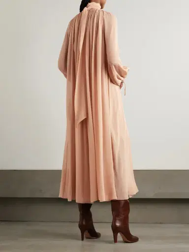 Chloé Pleated Silk-georgette Midi Dress | Thumbnail 4 Chloé Pleated Silk-georgette Midi Dress | Thumbnail 4