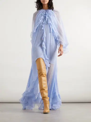 Chloé Cape-effect Open-back Ruffled Silk-crepon Gown | Thumbnail 2 Chloé Cape-effect Open-back Ruffled Silk-crepon Gown | Thumbnail 2
