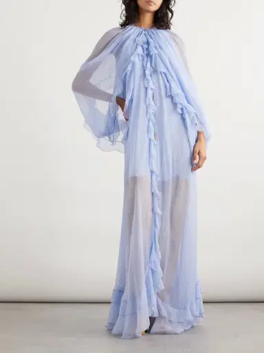 Chloé Cape-effect Open-back Ruffled Silk-crepon Gown | Thumbnail 3 Chloé Cape-effect Open-back Ruffled Silk-crepon Gown | Thumbnail 3
