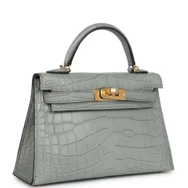 HERMÈS Hermes Kelly Sellier 20 Gris Ciment Matte Alligator Gold Hardware | Thumbnail 2 HERMÈS Hermes Kelly Sellier 20 Gris Ciment Matte Alligator Gold Hardware | Thumbnail 2