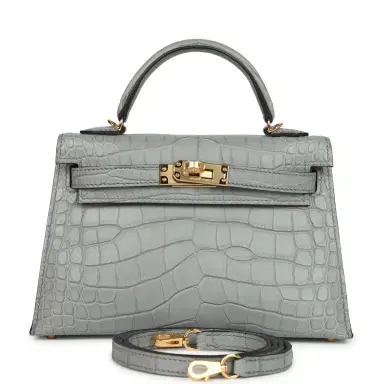HERMÈS Hermes Kelly Sellier 20 Gris Ciment Matte Alligator Gold Hardware | Thumbnail 1 HERMÈS Hermes Kelly Sellier 20 Gris Ciment Matte Alligator Gold Hardware | Thumbnail 1