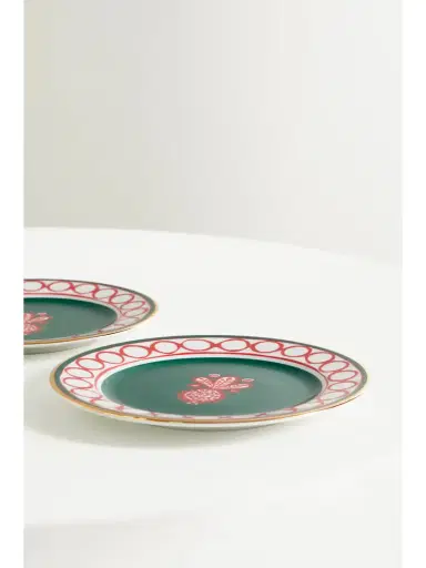 La DoubleJ Set Of Two Gold-plated Porcelain Dessert Plates | Thumbnail 3 La DoubleJ Set Of Two Gold-plated Porcelain Dessert Plates | Thumbnail 3