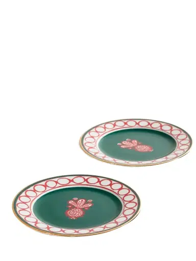 La DoubleJ Set Of Two Gold-plated Porcelain Dessert Plates | Thumbnail 1 La DoubleJ Set Of Two Gold-plated Porcelain Dessert Plates | Thumbnail 1