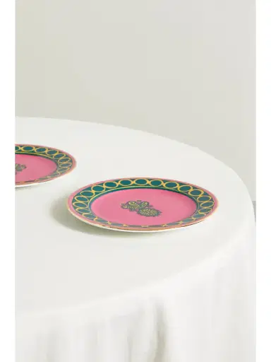 La DoubleJ Set Of Two Gold-plated Porcelain Dessert Plates | Thumbnail 3 La DoubleJ Set Of Two Gold-plated Porcelain Dessert Plates | Thumbnail 3