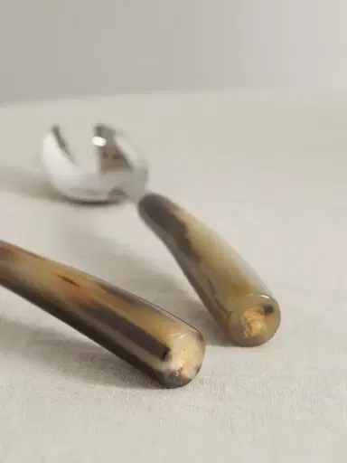 Brunello Cucinelli Set Of Two Silver And Horn Serving Spoons | Thumbnail 3 Brunello Cucinelli Set Of Two Silver And Horn Serving Spoons | Thumbnail 3