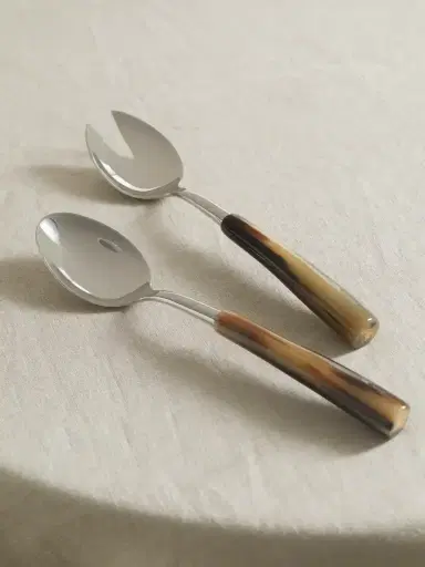 Brunello Cucinelli Set Of Two Silver And Horn Serving Spoons | Thumbnail 1 Brunello Cucinelli Set Of Two Silver And Horn Serving Spoons | Thumbnail 1