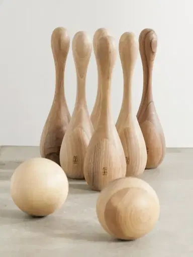 Brunello Cucinelli Leather-trimmed Wood Skittles Set | Thumbnail 2 Brunello Cucinelli Leather-trimmed Wood Skittles Set | Thumbnail 2
