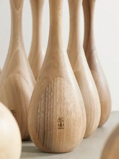 Brunello Cucinelli Leather-trimmed Wood Skittles Set | Thumbnail 4 Brunello Cucinelli Leather-trimmed Wood Skittles Set | Thumbnail 4