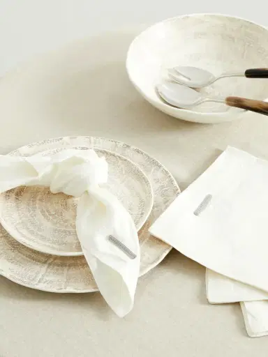 Brunello Cucinelli Set Of Four Bead-embellished Linen Napkins | Thumbnail 2 Brunello Cucinelli Set Of Four Bead-embellished Linen Napkins | Thumbnail 2