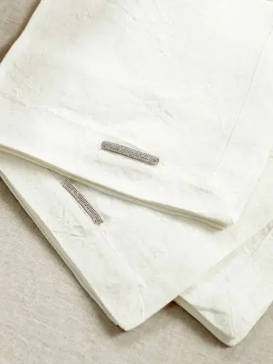 Brunello Cucinelli Set Of Four Bead-embellished Linen Napkins | Thumbnail 3 Brunello Cucinelli Set Of Four Bead-embellished Linen Napkins | Thumbnail 3