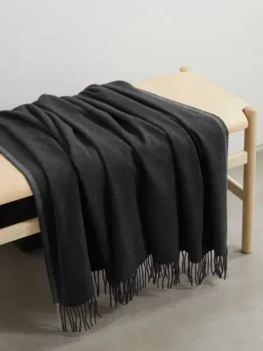 Brunello Cucinelli Fringed Two-tone Cashmere Travel Blanket | Thumbnail 1 Brunello Cucinelli Fringed Two-tone Cashmere Travel Blanket | Thumbnail 1