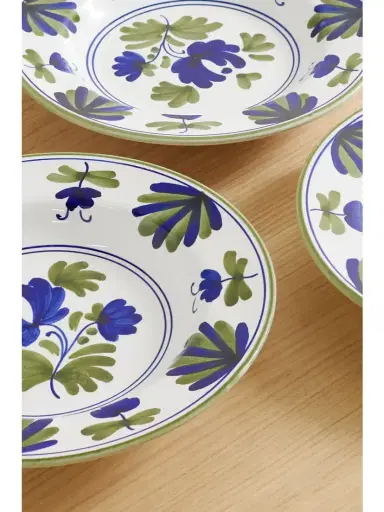 Cabana Blossom Set Of Four Painted Ceramic Soup Plates | Thumbnail 3 Cabana Blossom Set Of Four Painted Ceramic Soup Plates | Thumbnail 3