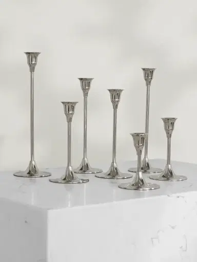 Fourth Street Set Of Seven Nickel Candlesticks | Thumbnail 1 Fourth Street Set Of Seven Nickel Candlesticks | Thumbnail 1