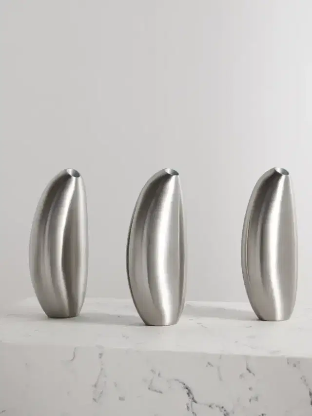 Puddle Set Of Three Silver-tone Candlesticks Puddle Set Of Three Silver-tone Candlesticks