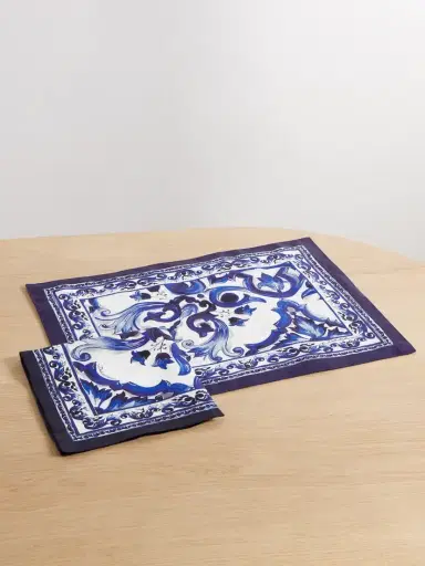 Dolce & Gabbana Printed Linen Placemat And Napkin Set | Thumbnail 1 Dolce & Gabbana Printed Linen Placemat And Napkin Set | Thumbnail 1