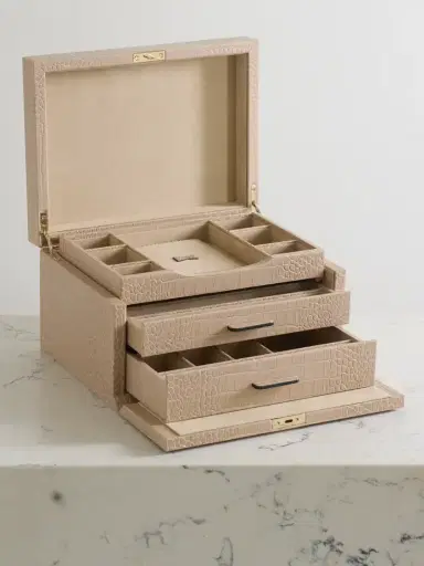 Smythson Mara Croc-effect Leather Jewelry Box | Thumbnail 1 Smythson Mara Croc-effect Leather Jewelry Box | Thumbnail 1
