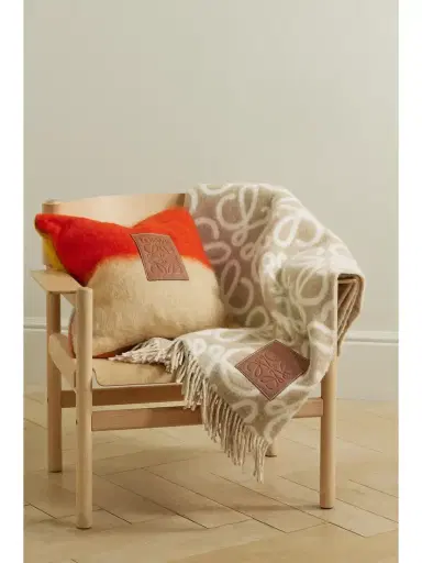ON Fringed Leather-trimmed Alpaca-blend Jacquard Blanket | Thumbnail 2 ON Fringed Leather-trimmed Alpaca-blend Jacquard Blanket | Thumbnail 2