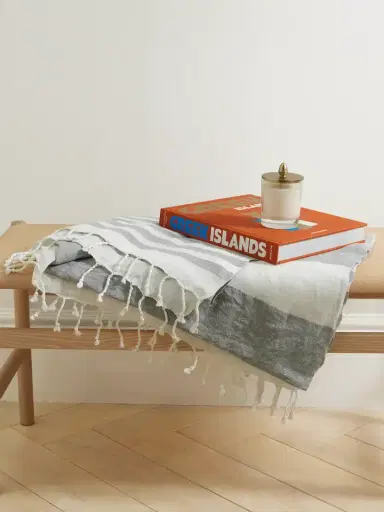 Brunello Cucinelli Fringed Striped Linen Throw | Thumbnail 2 Brunello Cucinelli Fringed Striped Linen Throw | Thumbnail 2