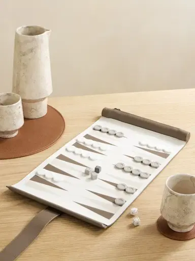 Brunello Cucinelli Leather And Krion® Portable Backgammon Set | Thumbnail 2 Brunello Cucinelli Leather And Krion® Portable Backgammon Set | Thumbnail 2