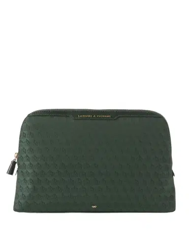 Anya Hindmarch Lotions & Potions Leather-trimmed Econyl®-jacquard Pouch | Thumbnail 1 Anya Hindmarch Lotions & Potions Leather-trimmed Econyl®-jacquard Pouch | Thumbnail 1