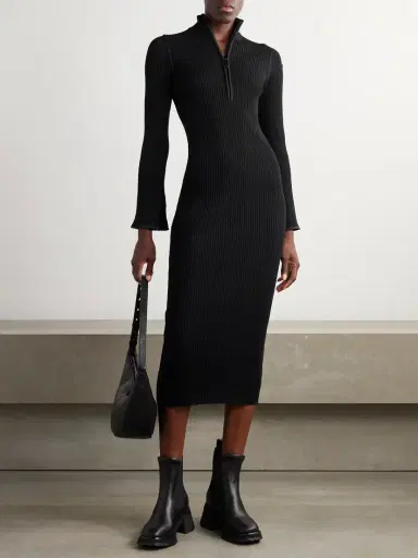 Moncler Ribbed-knit Midi Dress | Thumbnail 3 Moncler Ribbed-knit Midi Dress | Thumbnail 3